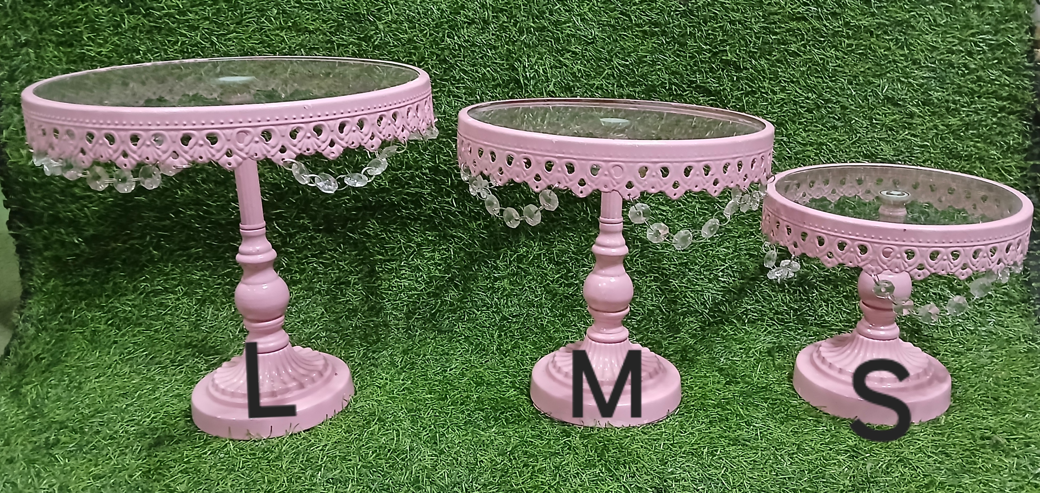 Fully Pink Glass Top Medium  - Cake Stands