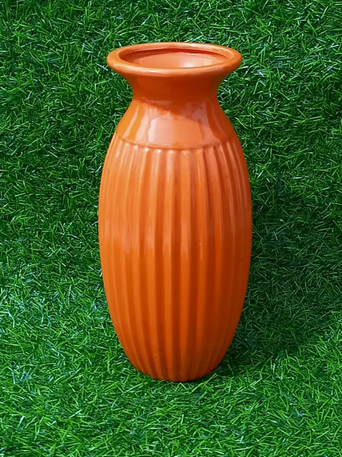 Orange ceramic vase Only