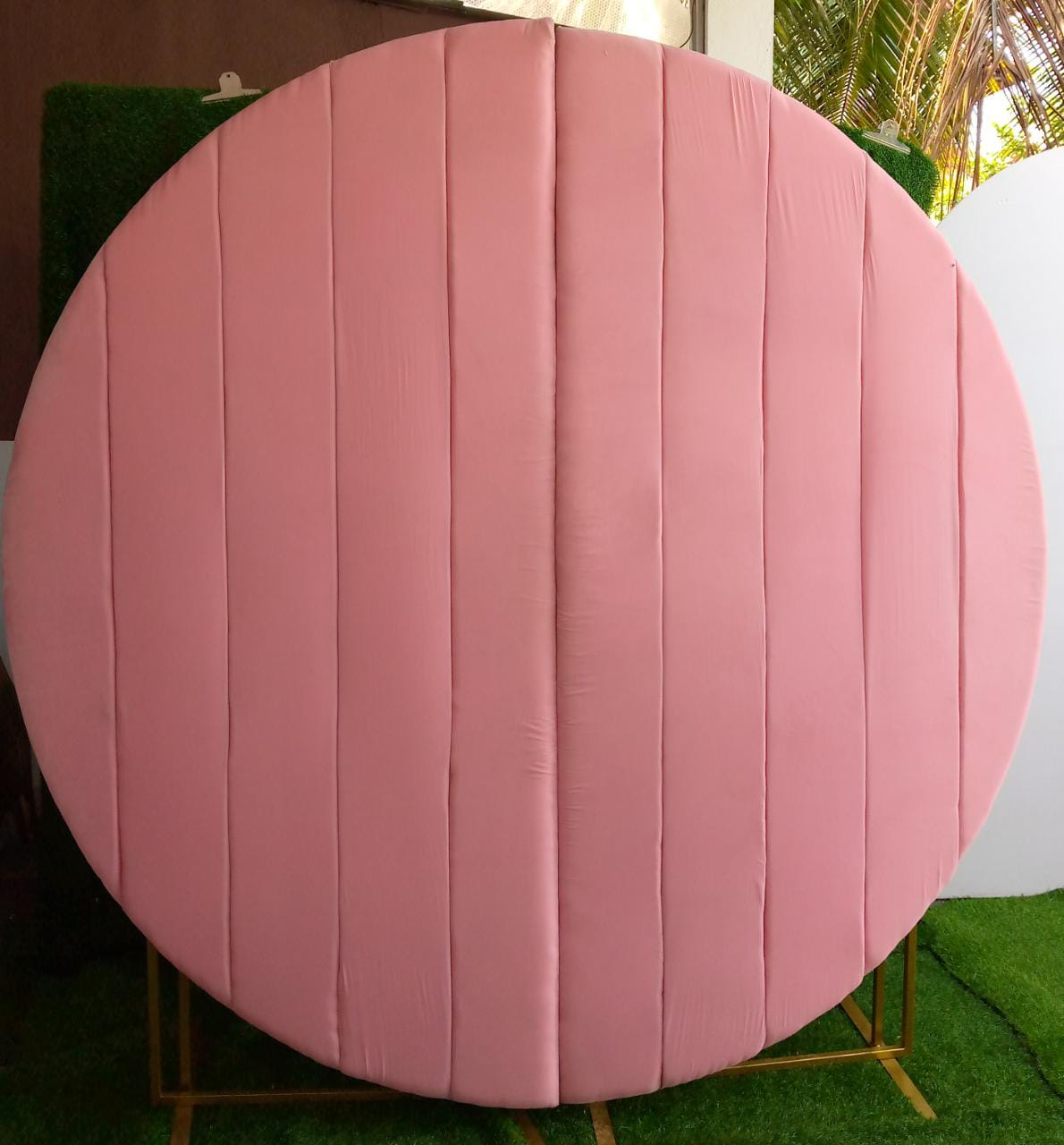 Velvet pink backdrop 7 feet- Add 6  feet half arch frames 068 D 2 pcs