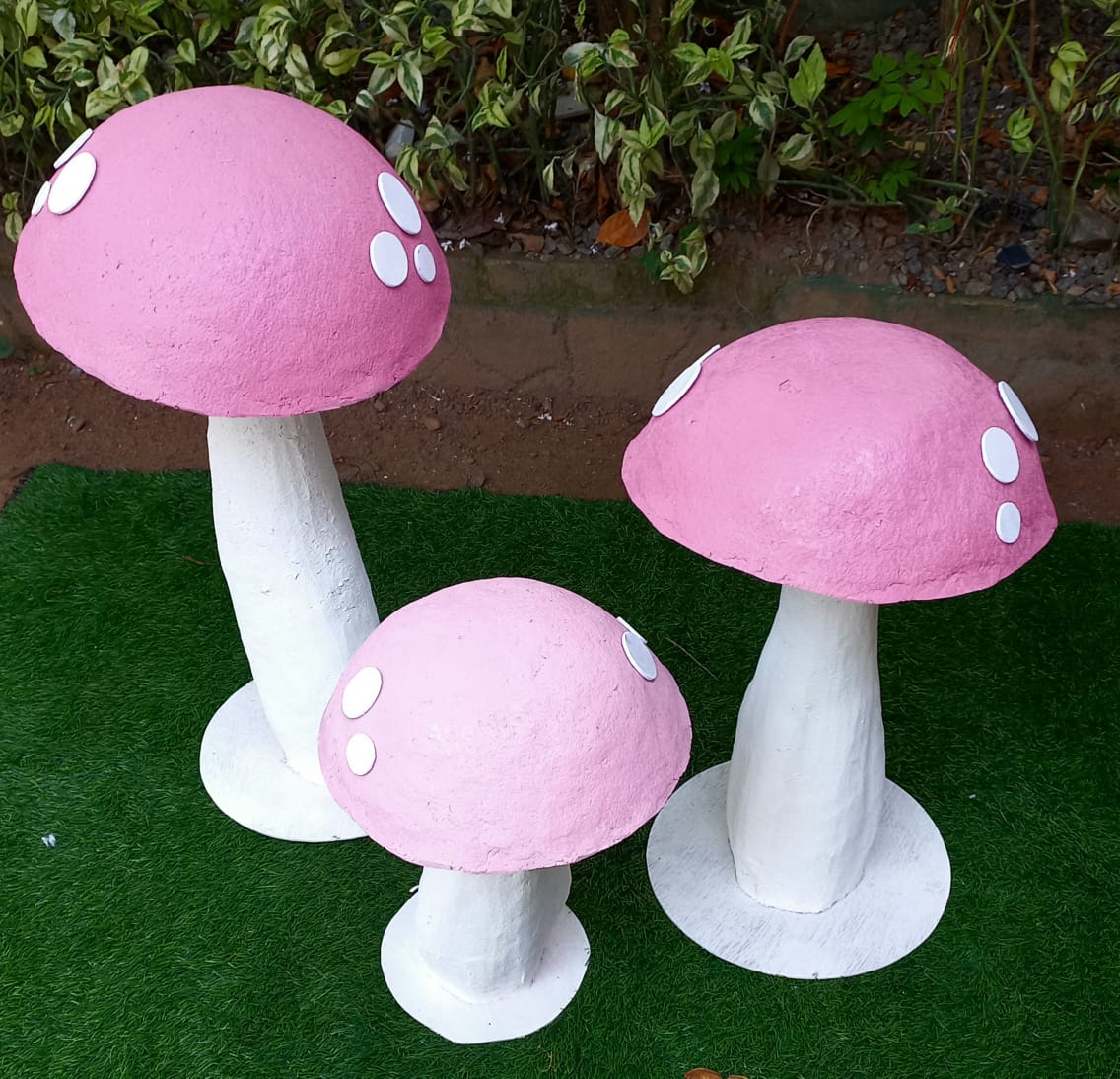 3 Pcs Pink  Mushroom Set