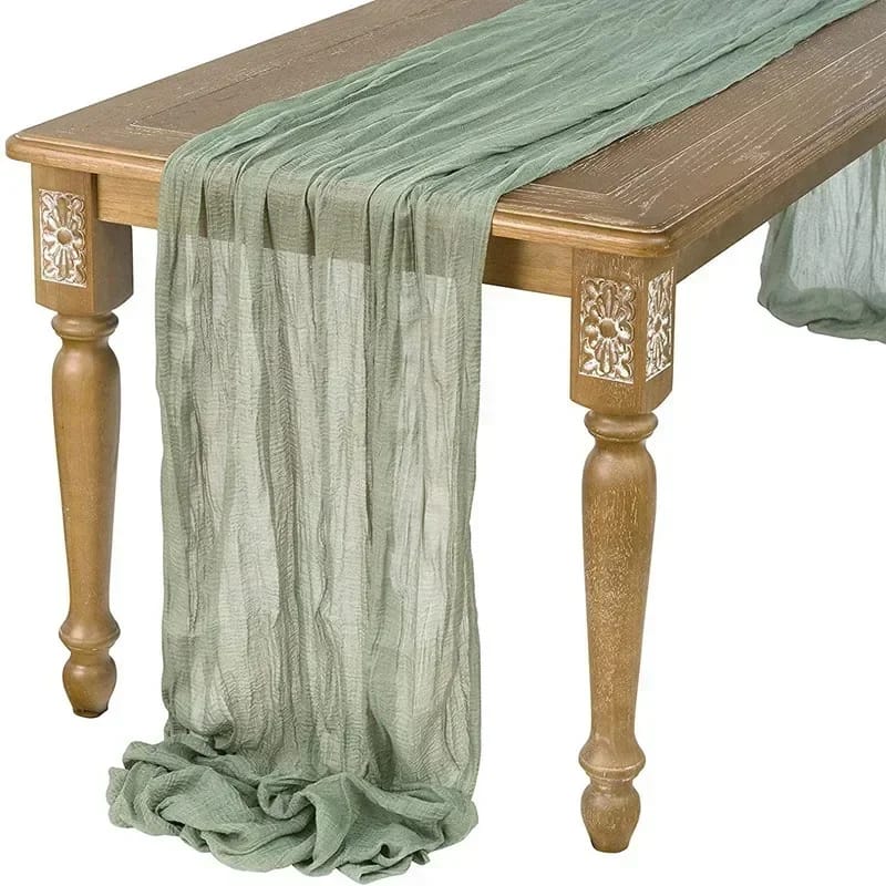 Voile CheeseCloth Table Runner - Green