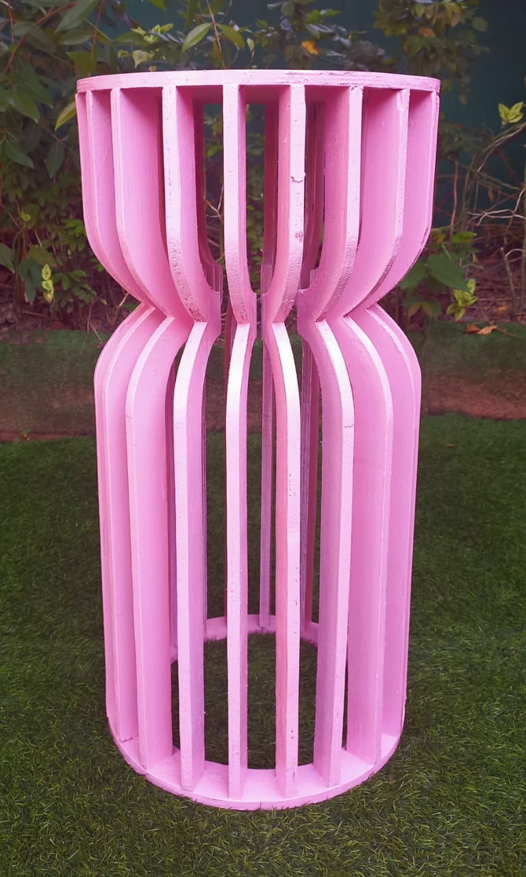 Wooden Small Line Plinth Pink (Colours Can Be Customized.Additional Rs.1,200/=.Prior Notice Required