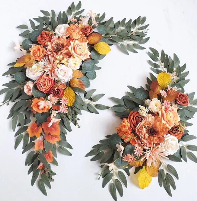 02 Pcs Orange Flower Arrangement Design 01