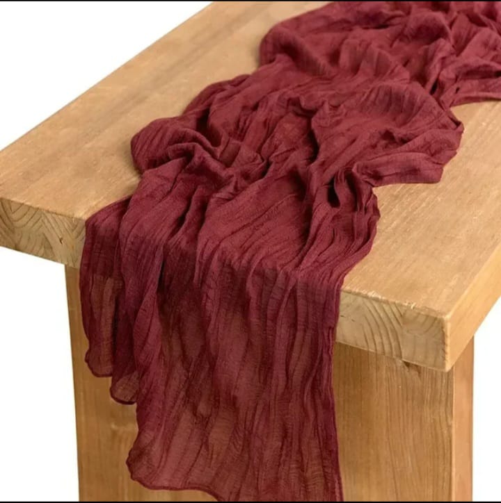 Voile CheeseCloth Table Runner - Maroon