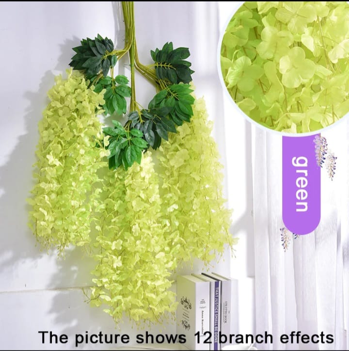 Light Green Flower Hangings For Grass 12 Pcs (Add Grass Carpet And Backdrop Stand Separately)