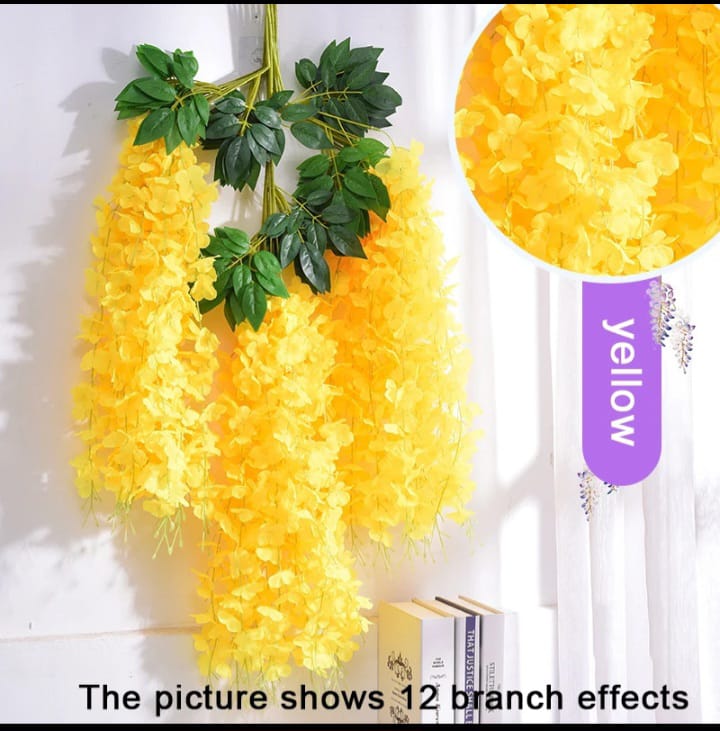 Yellow  Flower Hangings For Grass 12 Pcs (Add Grass Carpet And Backdrop Stand Separately)