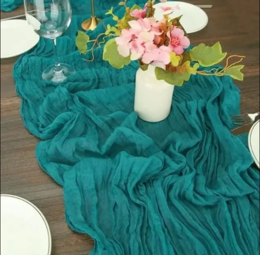 Voile CheeseCloth Table Runner -  Dark Blue